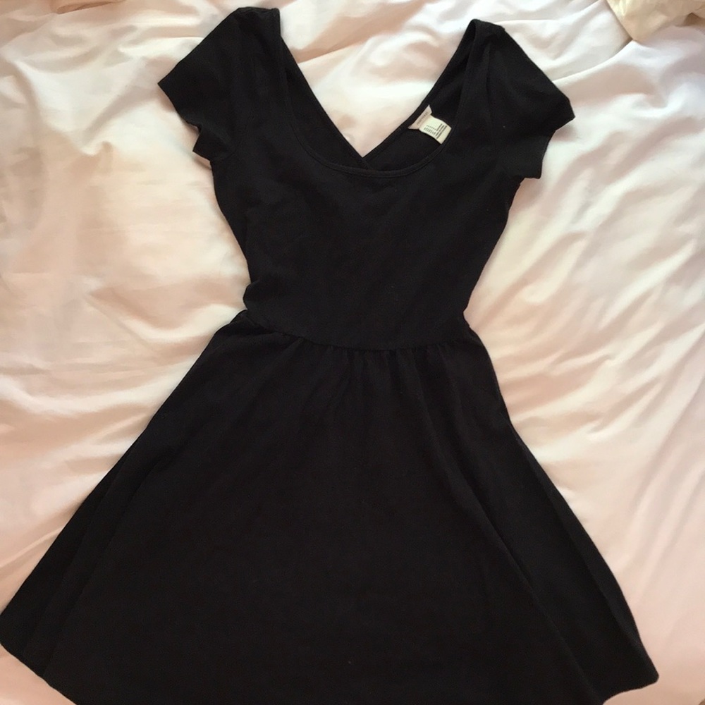 Black babydoll open back dress